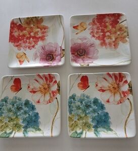 Certified International  Garden Journal Plates (4) Rainbow Seeds/Lisa Audet  FL